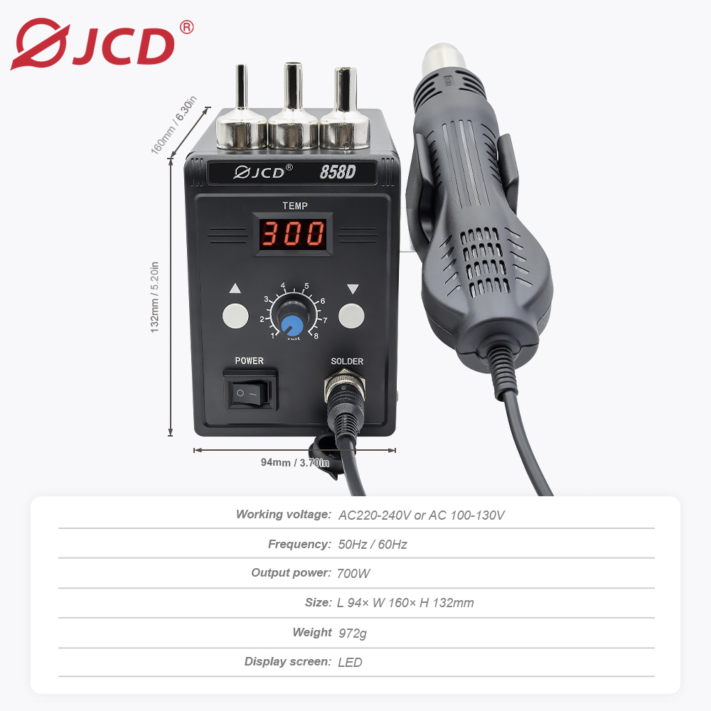 Jcd pistola de ar quente 858d  - Hot Air Station 858 avaliação e preço